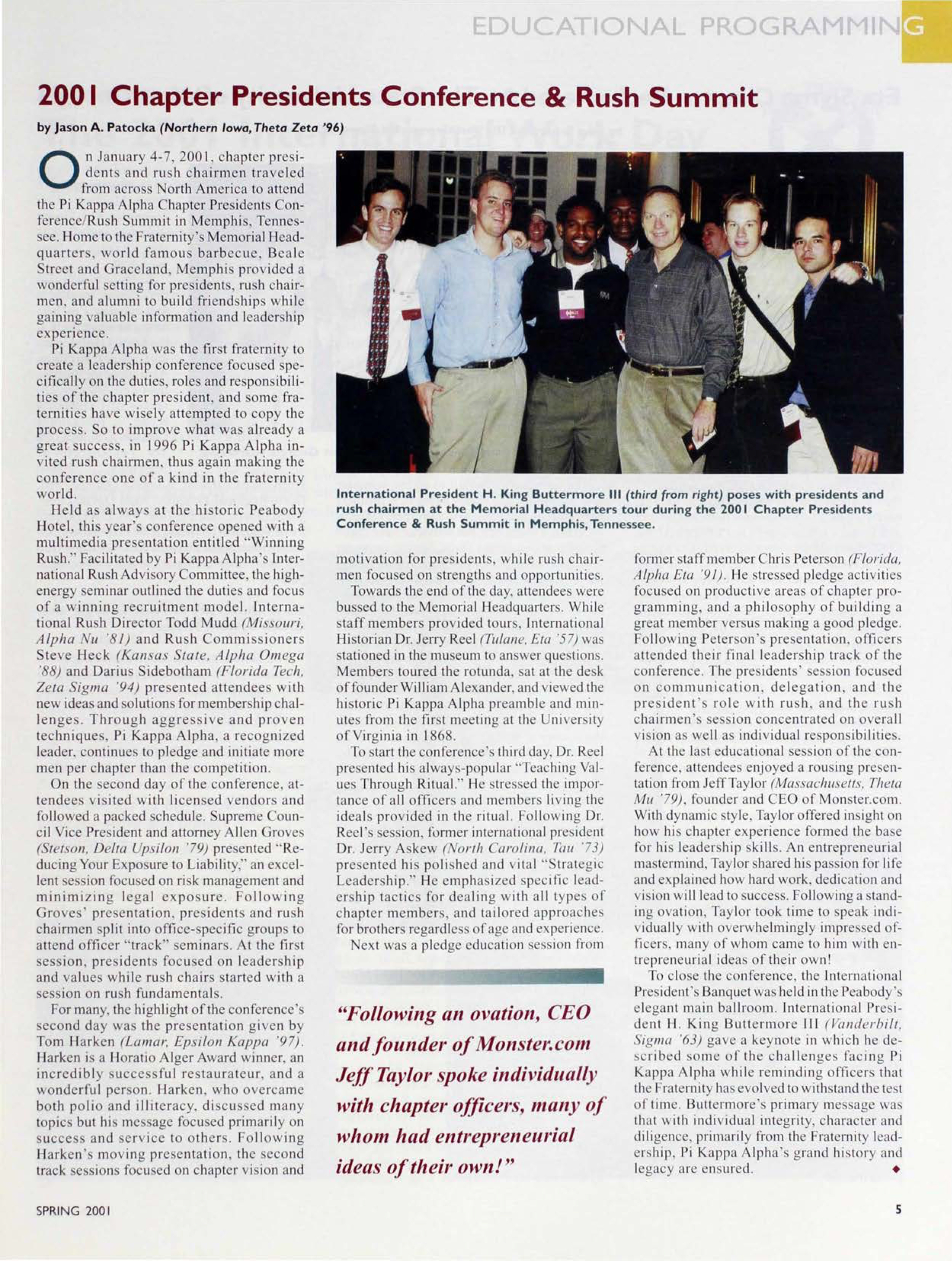 2001 Chapter Presidents Conference & Rush Summit